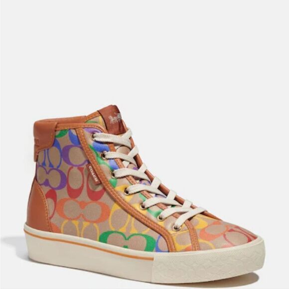 Citysole High Top Platform Sneaker In Rainbow Signature Canvas size 7.5 and 8 - Picture 2 of 8